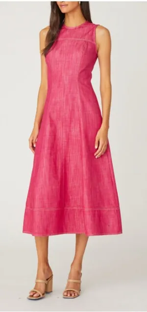 Shoshanna Cora Dress Womens 4 Strawberry Sleeveless Midi A-Line Pockets NWT USA thumbnail 1