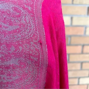 Cashmere Boho Pink Paisley Printed Scarf Wrap Shawl Fringe 70x23” READ thumbnail 4
