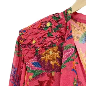 NWT Farm Rio Sunset Tapestry Floral Long Sleeve Boho Maxi Dress Warm Red Size XS thumbnail 9