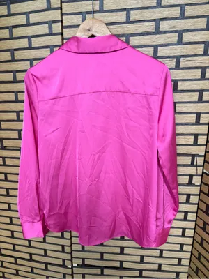 Maison d’amelie pink satin button down shirt size small thumbnail 2