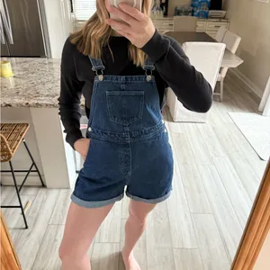 SHEIN Denim Short Overalls Women’s US L thumbnail 3