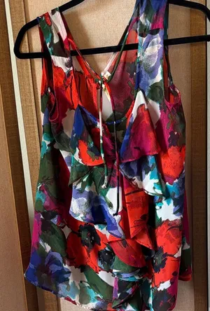 FINAL MARKDOWN Chenault Multicolor Floral Ruffle Blouse medium thumbnail 1