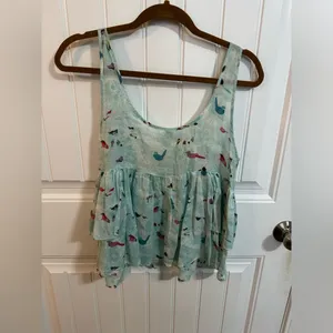Free People Blue Boxy Bird Cropped Tank thumbnail 6
