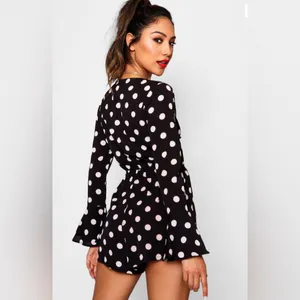 Boohoo Polka Dot Tie Front Playsuit Size 8 thumbnail 3