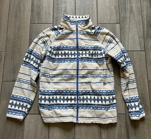 Columbia Cream & Blue Striped Full-Zip Fleece Jacket thumbnail 1