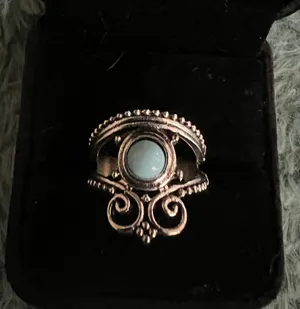 Women’s Stainless Steel Silver Faux Turquoise Ring Size 7 thumbnail 1