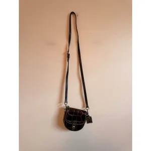 Dooney & Bourke Crossbody Womens Small Brown Croc Embossed Leather Saddle Bag thumbnail 8