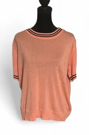 Elegant Coral Short Sleeve Sweater Size XL thumbnail 1