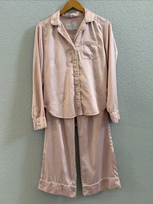 Abercrombie & Fitch Pink Satin Wide-Leg Pajama Lounge Set Size Small thumbnail 2