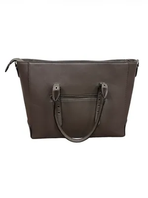 Laptop Travel Tote Bag Granite Grey Saffiano Eco Leather 15.6in Size Large thumbnail 5