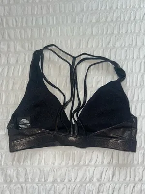 PINK Victoria's Secret Shimmery Black Strappy Bralette thumbnail 2
