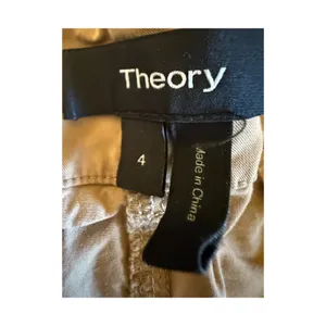 Theory Pants Womens Size 4 Tan Barrel Leg Cotton Twill Pockets High Rise Casual thumbnail 2