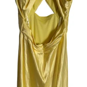 Mac Duggal Yellow Satin Twist Front Cut Out Slip Maxi Formal Gown Size 6 thumbnail 13