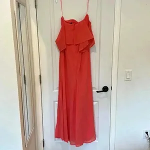 NWT Lulus All My Heart Coral Pink Off-the-Shoulder Maxi Dress Chiffon Sz L thumbnail 10