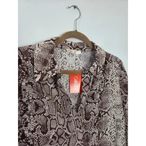 NEW Intempo Brown Snakeskin Blouse Crop Slinky Chic Boho Office Formal Large thumbnail 3