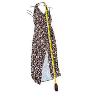 Free People Daria Orange Black Ivory Halter Jersey Stretch Dress S Reg $128 thumbnail 5