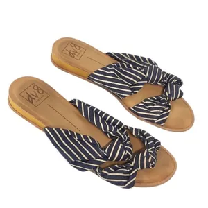 DV8 Dolce Vita Navy White Striped Knot Slide Wedge Sandals Size 9 thumbnail 3