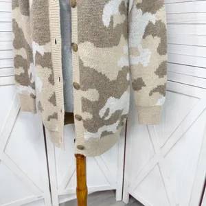 Lucky Brand Dessert Camo V Neck Long Cardigan Sweater Tan Cream‎ Small thumbnail 6