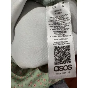 ASOS Mint Green Floral Midi Dress US 12 Tie Strap Scuba Cottagecore NWT thumbnail 11