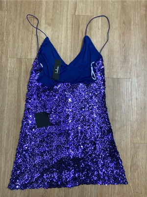 Lulu's Purple Sequin Spaghetti-Strap Mini Dress thumbnail 4