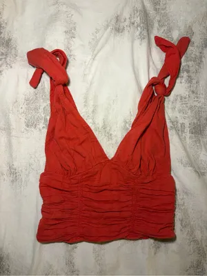 Free People Ruched Tie Shoulder Crop Top thumbnail 2