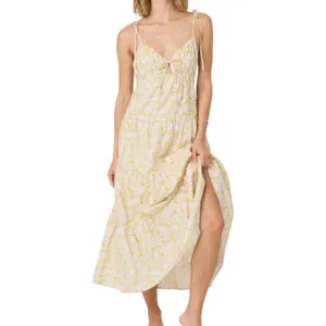 NWOT ASTR The Label Tie Strap Tiered Maxi Dress Size Large Green Pink Floral thumbnail 2