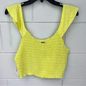 Hurley Yellow Window Pane Crop Top Size Large thumbnail 3