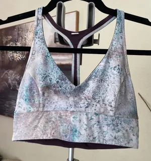 Lululemon‎ reversible retreat bra size 4 new sugar crush purple blue thumbnail 1