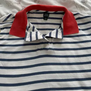 Wild Fable Striped colorblock cotton preppy cropped Polo with Red Collar, size S thumbnail 8