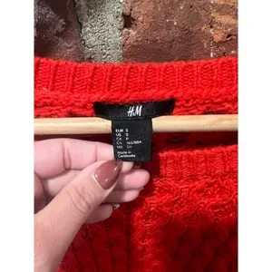 H&M Vibrant Orange Red Textured Knit Sweater 90s Art School Oversized S thumbnail 5