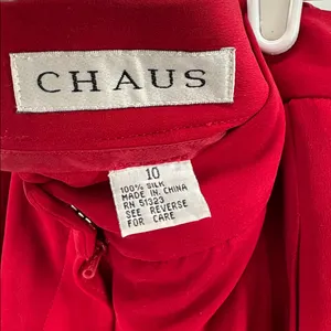Chaus Red Women's 100% silk pants office 10 holiday professional party casual thumbnail 11