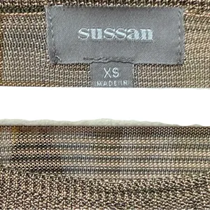 Sussan Striped Sheer Knit Top‎ Earth Tone Neutrals Lightweight Relaxed Sz XS thumbnail 3