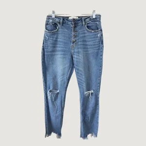 Abercrombie & Fitch Curve Love Mom Jeans 29 8R Medium Wash Distressed Button Fly thumbnail 7