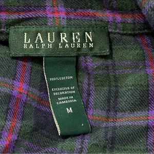 Ralph Lauren Women’s Size M Purple Green Plaid 2 Piece Logo Crest Pocket Pajamas thumbnail 7