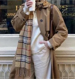 Steve Madden Camel Plaid Muffler Fringe Trim Scarf - NWT thumbnail 1