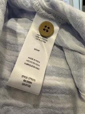 Blue and white striped button down short sleeve 100% cotton thumbnail 5