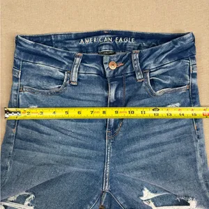 American Eagle Curvy Hi-Rise Jegging Jeans Womens Size 4 Medium Wash Distressed thumbnail 10