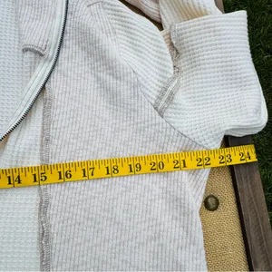 BKE Women’s Waffle Knit Quarter Zip Hoodie Small Cream Hooded Pullover thumbnail 8
