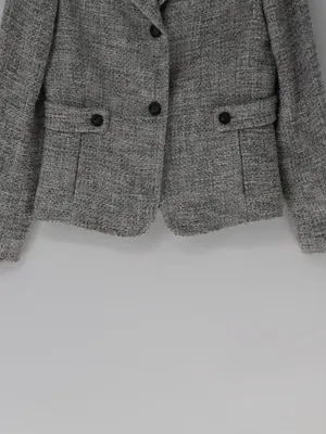 Talbots Tweed Blazer Size 10 Gray Textured Tailored Jacket Preppy Old Money thumbnail 3