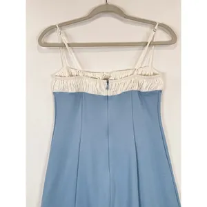 Reformation Mini Dress Blue Sadie Knit Cami Two Tone Organic Cotton Stretch XS thumbnail 8