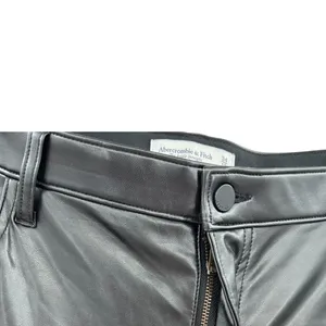 Abercrombie Vegan Leather Ankle Straight Pant Ultra High Rise Black Size 34‎ 18S thumbnail 6