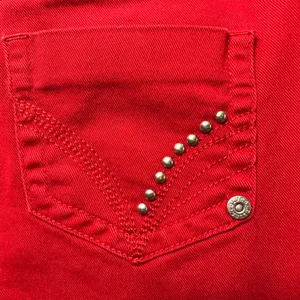 Baccini Red Jeans Bootcut Embellished Pockets Size 6P‎ Petite Y2K Denim thumbnail 9