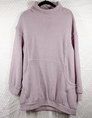 Free‎ People Beach Light Purple Chenille Oversized Mock Neck Sweater thumbnail 1
