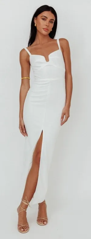Here Comes The Sun Love To Love Maxi Dress White NEW Medium thumbnail 1