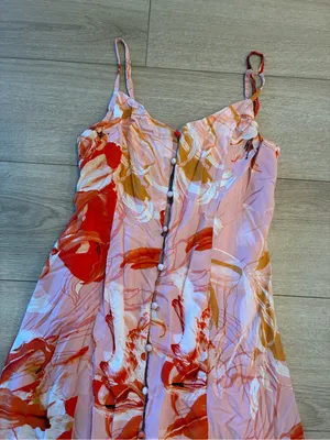Abel the Label Flower Bomb Lola Button High Low Dress Pink Orange Size M thumbnail 3