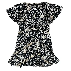 By Anthropologie Women’s Robin Mini Tiered Ruffle Dress in Black Motif Print XXS thumbnail 6