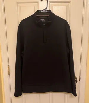 Untuckit Navy Blue Performance Business Casual Pullover Quarter Zip Sweater thumbnail 3