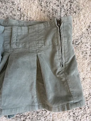 Free People Pleated Micro Mini Cord Skirt Light Sage Green Size 8 thumbnail 4