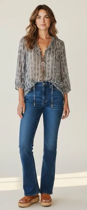 Charter Club Sheer Beaded Tassel Tunic Top XL Coastal Cowgirl Boho Navy White thumbnail 1