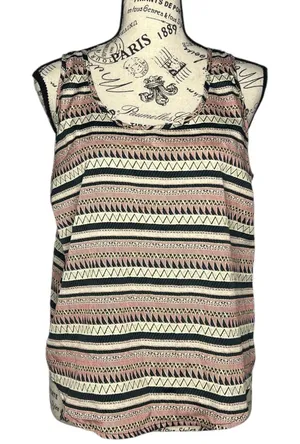 Bjewel (M) Aztec Tribal Print Scoop Neck Exposed Back Zipper Round Hem Tank thumbnail 1